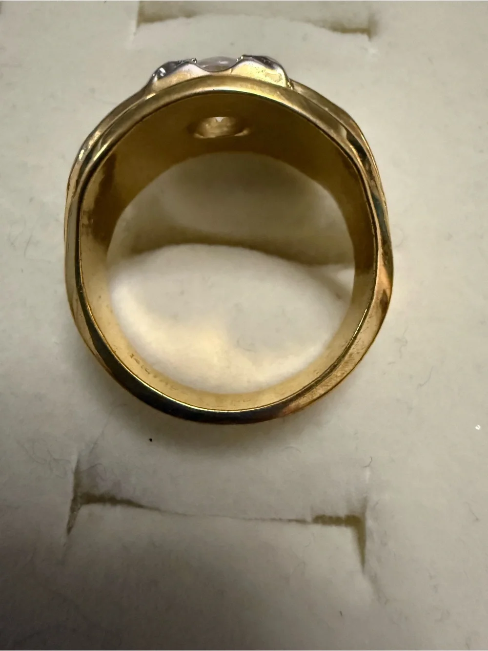Men’s 14KTH GE Gold and Silver-Tone men’s Statement Ring Clear Center Stone 10.5